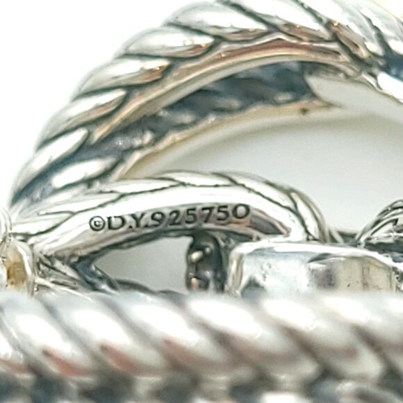 David Yurman Sterling Silver & 18k Gold 22mm Cable Loop Hoop Earrings - Picture 9 of 9